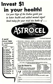 1951 advertisement for Astrocel Tablets