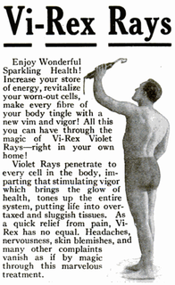 "Vi-Rex Rays - Enjoy Wonderful Sparkling Health!", advert, 1921.