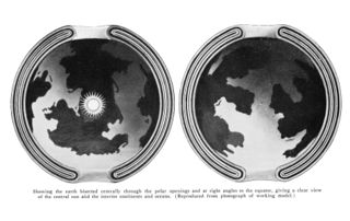 Gardner's vision of the hollow earth with a central sun, from his book "A Journey to the Earth's Interior" (1913)