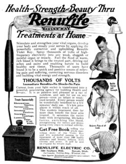 "Health - Strength - Beauty Thru RenuLife Violet Ray Treatments at Home," 1922.