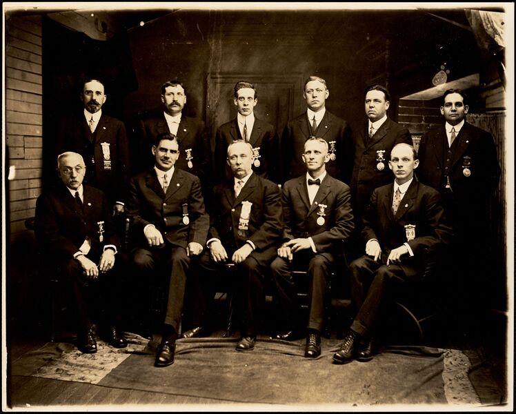 File:Ancient Order of United Workmen, Massachusetts, Tahanto Lodge No. 23 - photo of Master Workman and officers, 1914.jpg