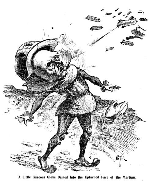 File:Edison's Conquest of Mars (1898) - A Little Gaseous Globe Darted Into the Upturned Face of the Martian - illo. by G.Y. Kaufman.jpg