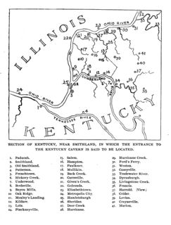Map of the "Section of Kentucky, near Smithland, in which the entrance to the Kentucky Cavern is said to be located."