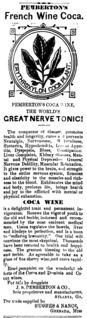 "PEMBERTON'S COCA WINE, THE WORLD'S GREAT NERVE TONIC!" (1886)