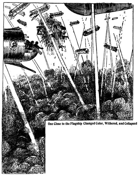 File:Edison's Conquest of Mars (1898) - One Close to the Flagship Changed Color, Withered, and Collapsed - illo. by G.Y. Kaufman.jpg