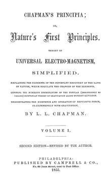 Chapman's Principia, or, Nature's First Principles (1855 book) - Kook ...