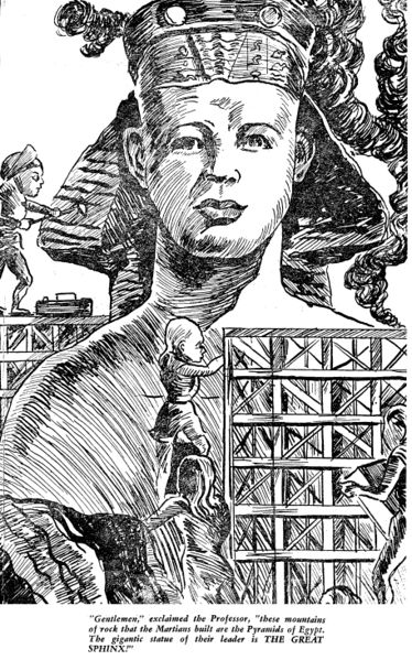 File:Edison's Conquest of Mars (1947) - Their leader is THE GREAT SPHINX - illo. by Bernard Manley Jr.jpg