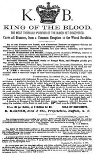 Full page advertising circular from 1877, containing testimonials