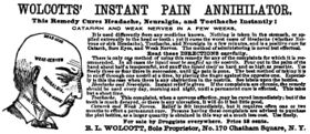 "This Remedy Cures Headache, Neuralgia, and Toothache Instantly! CATARRH AND WEAK NERVES IN A FEW WEEKS." (1863)