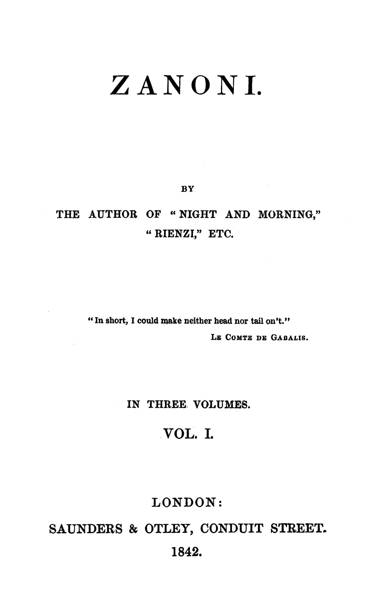 Zanoni (1842 novel) - Kook Science