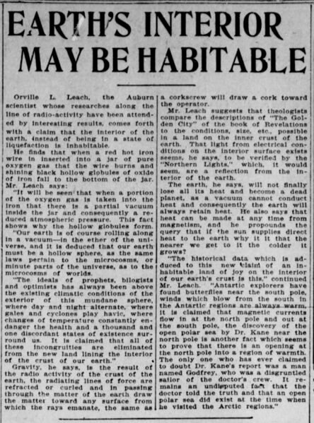 File:Orville Livingston Leach - EARTH'S INTERIOR MAY BE HABITABLE (Providence News-Democrat, 12 Aug. 1907, p. 3).jpg
