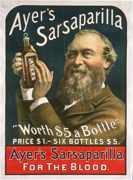 File:Ayer's Sarsaparilla (c. 1895) - Worth $5 a bottle.jpg