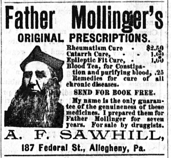 File:Father Mollinger's Original Prescriptions - Advert - Earlington Bee (Nov 10, 1892, p4).png