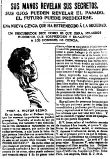 SUS MANOS REVELAN SUS SECRETOS. SUS OJOS PUEDEN REVELAR EL PASADO. EL FUTURO PUEDE PREDECIRSE. (La Correspondencia de Puerto Rico, 1910)