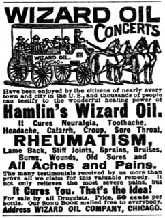 "It Cures You. That's the Idea!" (Wizard Oil Concerts newspaper ad from March 31, 1887 ed. of the Barton County Democrat)