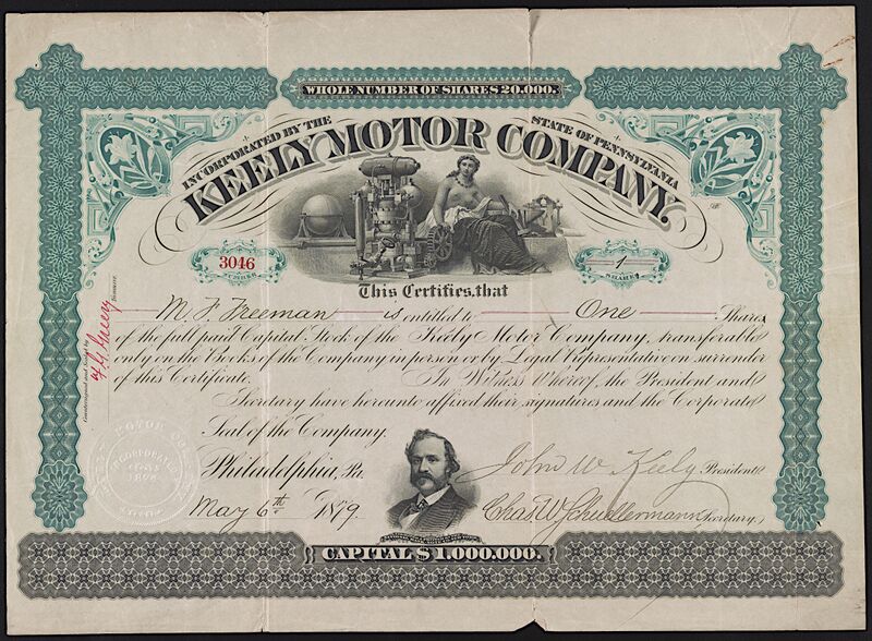 File:Keely Motor Company - National Bank Note Co., stock certificate (c. 1879).jpg
