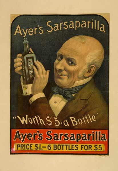 File:Ayer's Sarsaparilla (1895 - 1917) - Worth $5 a bottle.jpg