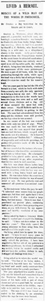 File:Wild Man (of the Woods, Maryland, Frederick) - 1897-03-13 - Cecil Whig (Elkton, MA), p. 2.jpg